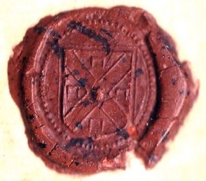 The seal of William Stoughton, the judge who oversaw the Salem Witch Trials. This seal was affixed to the execution warrant for accused witch Bridget Bishop.