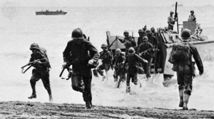 U.S. Marines landing on Guadalcanal.