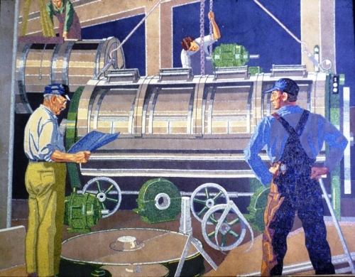 Winold Reiss Art Deco mural of workers at the American Laundry Machine Company in Cincinnati, Ohio during the 1930s. (Photo: Enquirer.com) 